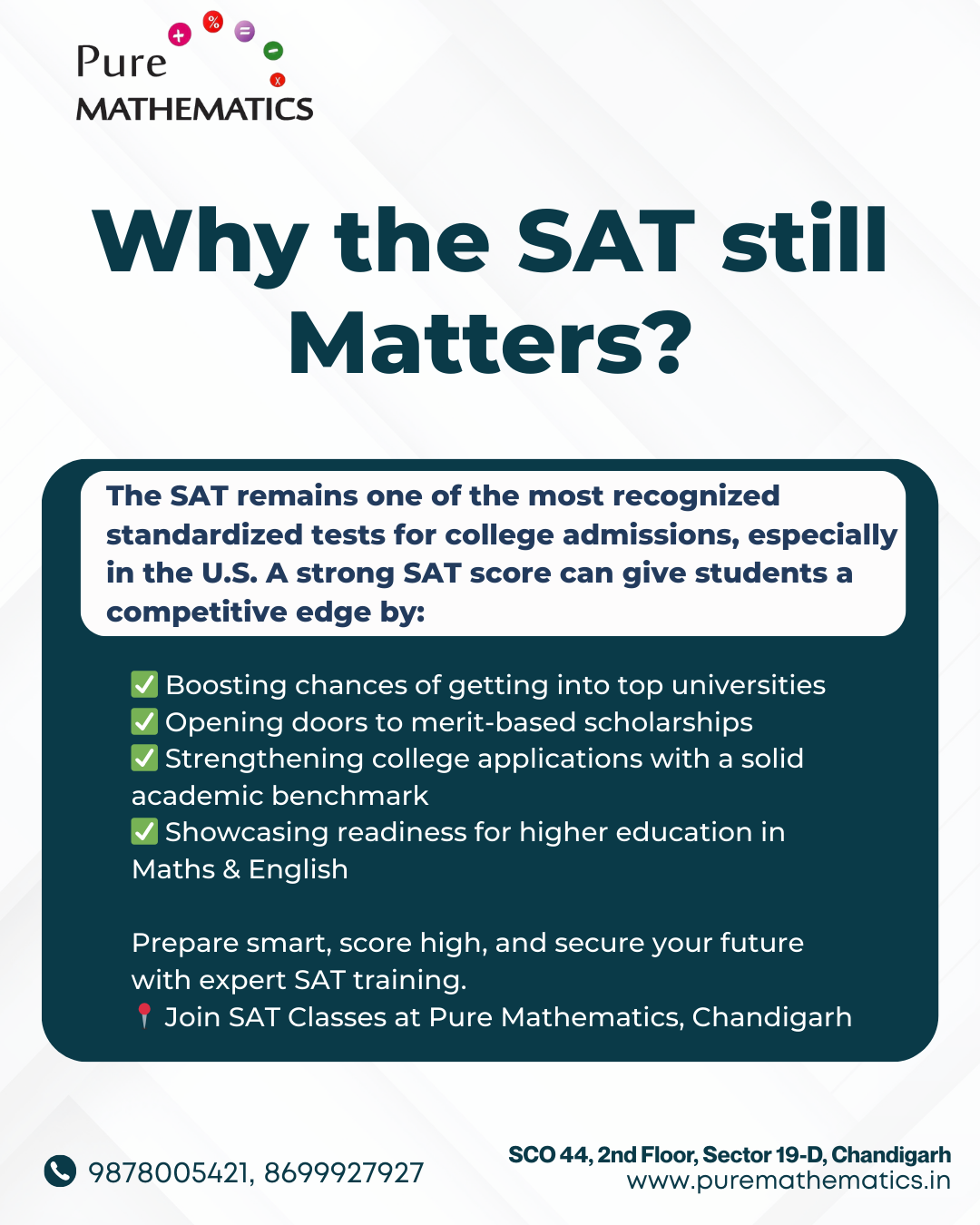 Master SAT and AP Calculus AB BC with Expert Coaching at Pure Mathematics in Chandigarh